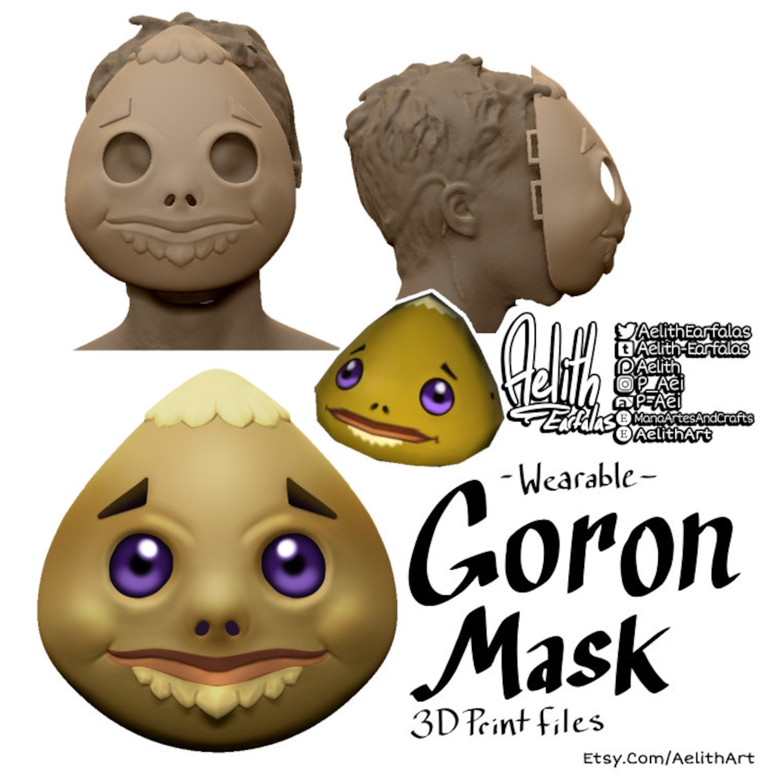 portable afficher Goron masque Majora's couples majora Zelda cosplay 3D print model - Mito3D