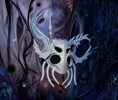 weaver's vessel mask hollow knight spider ceramic look fandom weaver horns cosplay game insect stylized 3d print model - Mito3D