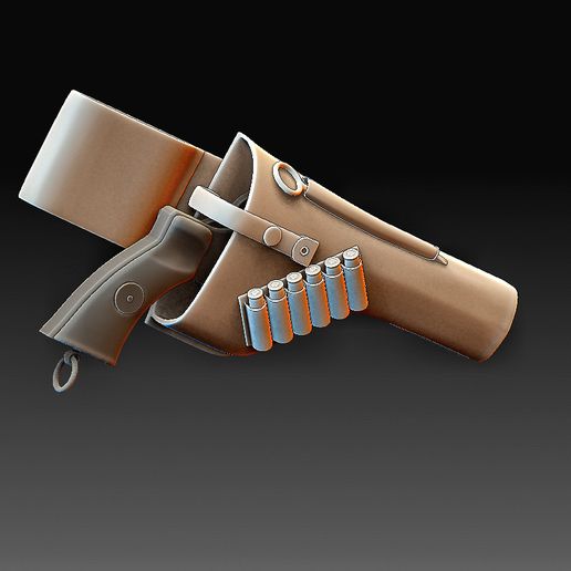webley 38 weapons art gadget bullet guns high poly 3D print model - Mito3D