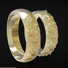 banda de casamento jóias os acessórios senhora anel jóia a arte cor-de-rosa flores rosas 3d print model - Mito3D