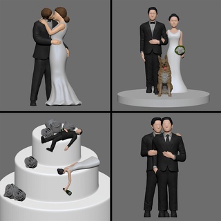 mariage gâteau topper 4 1 v2 spécial Madame ornement fête l'amour couple toppers 3d print model - Mito3D