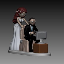 wedding cake topper gamer + happy bride toy caketopper groom 3d print model - Mito3D