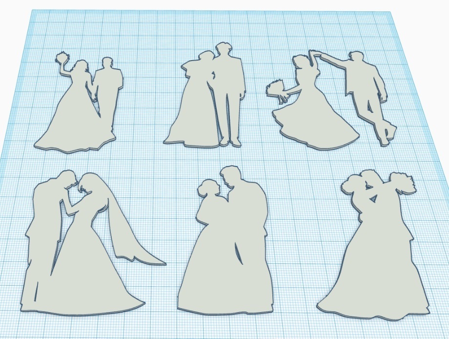 Casamento decoração pacote 6 figuras casamento 3D print model - Mito3D