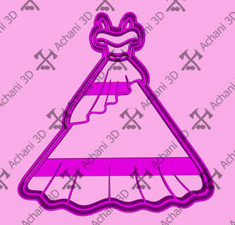 wedding dress 6 -cookie cutter decoration cookie fondant bride marriage 3d print model - Mito3D