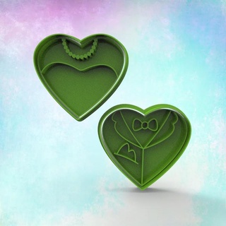 wedding heart cutter set cutting cookie 3d print model - Mito3D