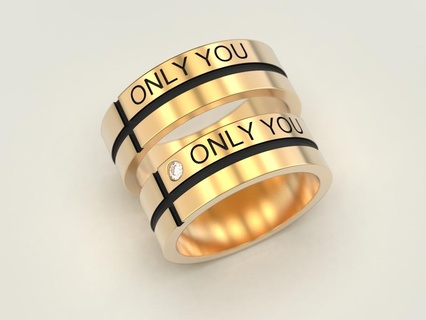 mariage bague bijoux impression 3dprinted imprimable anneaux conception bijou d'or mode or prototypage argent noircissement 3d print model - Mito3D
