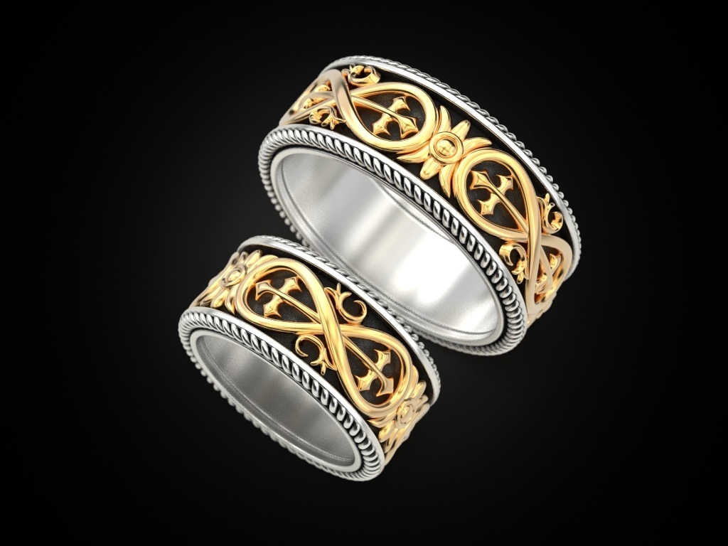 Casamento anel 70 joia impressão 3dprinted jóias imprimível argolas Projeto jóia dourado moda ouro prototipagem prata escurecimento 3D print model - Mito3D