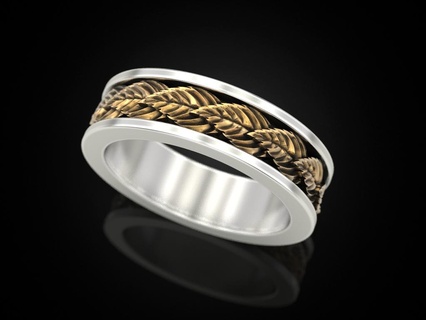 Boda anillo otoño joyería joya hoja capa frondoso impresión 3dprinted anillos diseño Moda oro prototipos plata ennegrecimiento textura 3d print model - Mito3D