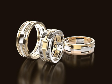 wedding rings 004 jewelry ring gold white yellow rose platinum silver diamonds gems 3d print model - Mito3D