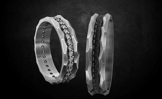 mariage anneaux 150 3dprinted conception mode or d'or bijou bijoux impression imprimable prototypage bague argent 3d print model - Mito3D