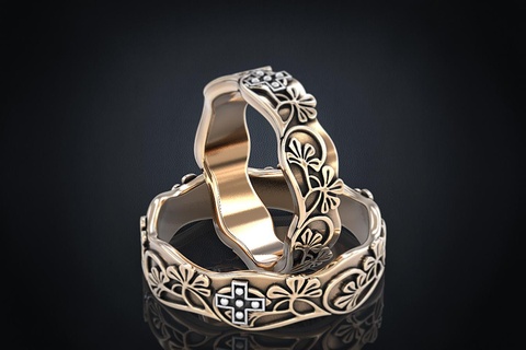 mariage anneaux motifs traverser tailles 303 3dprinted conception mode or d'or bijou bijoux impression imprimable prototypage bague argent 3d print model - Mito3D