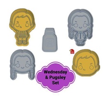 wednesday & pugsley cookie cutter set 5 gadget kawaii cupcake avacado addams family embossing stamp 3d print model - Mito3D