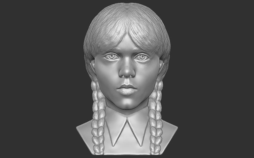 wednesday addams bust 3d printing jenna ortega morticia gomez fester harry potter character evil famous family thing hand adam desiato 3d print model - Mito3D