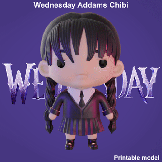 mercoledì Addams chibi funko pop mini Mi misi ridere serie tv film arte carattere 3d print model - Mito3D