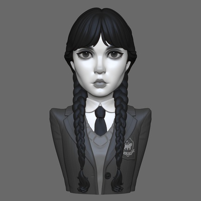 wednesday addams family art halloween morticia gothic fanart 3d print model - Mito3D