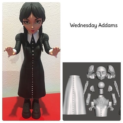 Mercredi articulé figure Addams figurine personnage statuette modèle dessin animé articuler 3D print model - Mito3D