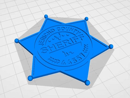 Mercredi Jéricho shérif badge épingle cosplay 3d print model - Mito3D