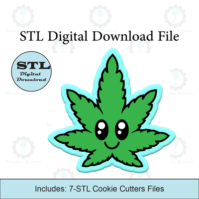 weed leaf 420 cookie cutter stl file cutters bud 3d print model - Mito3D