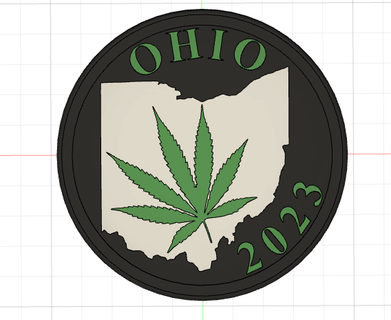 cannabis Ohio 2023 légal Coaster Accueil maison chiens 3d print model - Mito3D
