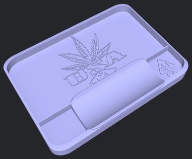 cannabis plateau meulage Californie Etats Unis 180x130x18 mm roulant facile impression autant soutiens prêt armé herbe support 3d print model - Mito3D