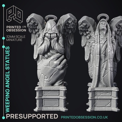 weeping angels - heaven hath no fury presupported illustrated stats 32mm scale game dnd d&d dungeons dragons miniature tabletop game pathfinder rpg creature monster 5e fantasy wargaming angel 3d print model - Mito3D