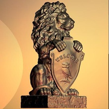 welcome lion blason bust sculpture art 3d print model - Mito3D