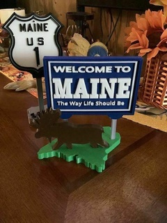 welcome maine sign moose 3d print model - Mito3D