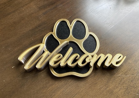 Bienvenue pion signe Accueil maison patte Bienvenue signe pendre crémaillère cadeau chien pion Bienvenue signe cadeau 3d print model - Mito3D