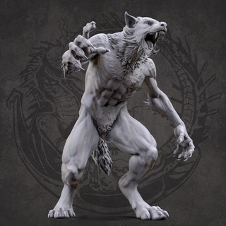 werewolf- attack pose werewolf dnd creature stl animal wolf 3d print model - Mito3D