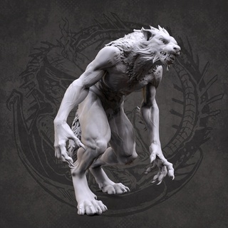 werewolf grognement pose Loup dnd loup garou créature monstre bête 3d print model - Mito3D
