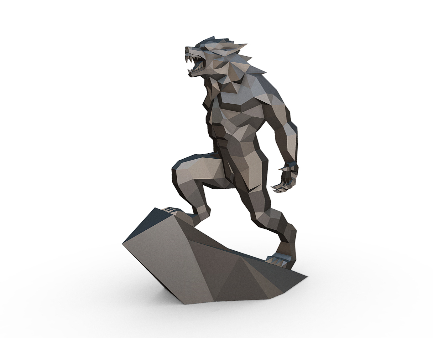 loup garou art Loup monstre likan 3dprinted 3dprinting cadeau printready lowpoly 3dprint décor intérieur miniatures sculpture statue jouet 3D print model - Mito3D