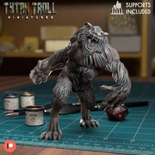 werewolf 002 - pre-supported game dnd miniature minis dungeons dragons 32mm tytantroll miniatures patreon halloween scary 3d print model - Mito3D