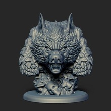 werewolf bust halloween horror animal wolf furry savage skulls monster 3d print model - Mito3D