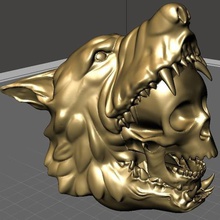 lupo mannaro evoluzione moda cranio art di canna bastone da passeggio high poly animale fantasia 3d print model - Mito3D