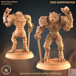 hombre lobo Caballero huargen modelo pre supported Guau Warcraft pionero salvaje hombres dnd miniatura resina impresión 3d monstruo criatura 3d print model - Mito3D