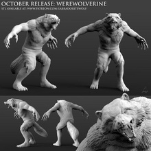 Werwolf Spiel Vielfraß Tier Monster Miniatur Kreatur Halloween Mini Tischplatte Dungeons Drachen Labradoritewolf dnd Tiermann 3d print model - Mito3D