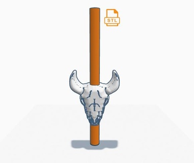 western bull skull straw topper stl file southwest kick 3d print model - Mito3D