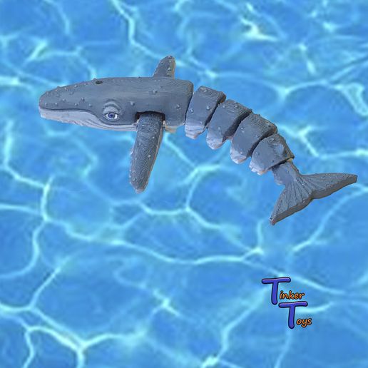 balina oyuncak eklemli esnek print in place okyanus deniz 3D print model - Mito3D
