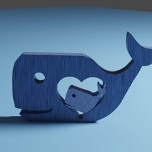 baleine l'amour ornement famille océan facile impression fête mères pères cadeau bois 3d print model - Mito3D