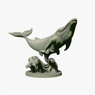 balena onda figurina giocattolo soffiatore blu marino animale gobba mammifero scultura sott'acqua acqua oceano mare natura saltare stampabile creatura miniatura arte acquatico 3d print model - Mito3D