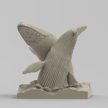 whales jumping art whale animal humpback ocean 3d print model - Mito3D