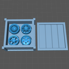 wheel box 1 64 hotwheels matchbox pull 1/64 rims wheels customs parts wing 3d print model - Mito3D