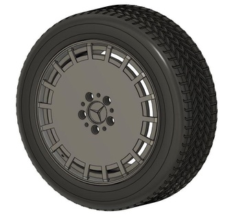 wheel mercedes 190 190e tire rim diecast rc slot amg brabus 300e class e mercedes-benz mini-z keychain 3d print model - Mito3D