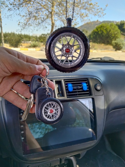 wheel mirror ornament rim car jdm tire keychain accessories bbs germany 3d print model - Mito3D