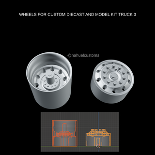 rodas personalizadas diecast modelo kit caminhão 3 borda duplamente dualmente força quente luz verde caixa fósforos minitruck equipamento transportador 3d print model - Mito3D