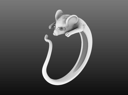 whimsical mouse embrace curved tail ring 3d print model - Mito3D