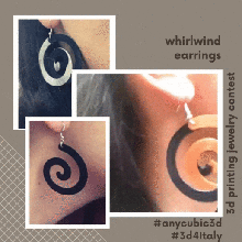 whirlwind earrings jewelry anycubic3d 3d4italy 3djewelry 3dearrings 3d print model - Mito3D
