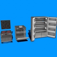 blanco accesorios conjunto mueble cocina menaje máquina horno lavavajillas refrigerador Lavado limpieza electrónica interior congelador negro plato metal 3d print model - Mito3D