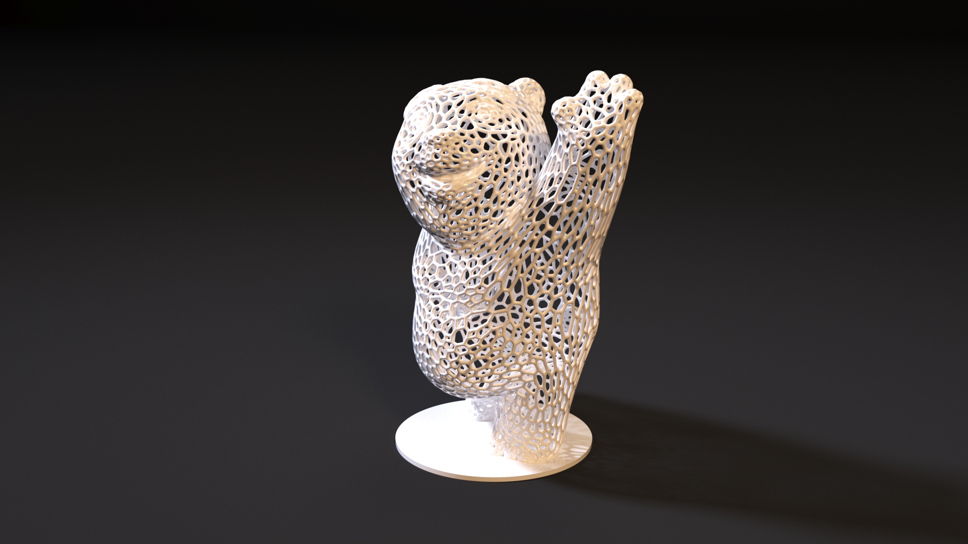 white bear voronoi sculpture black animal teddy statue nature brown art printable sculptures 3D print model - Mito3D