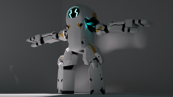 blanco grande robot 2d diseño by desconocido artista arte 3d print model - Mito3D